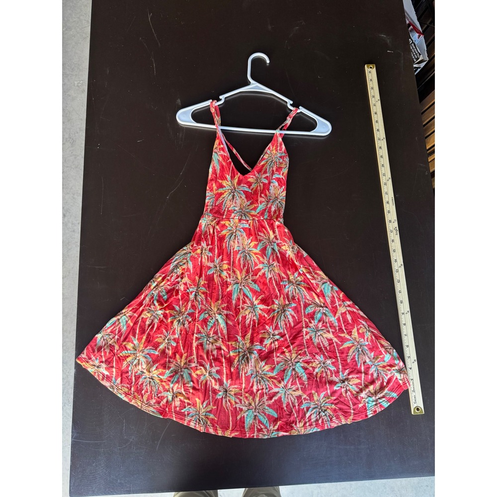 Body Glove Red Tropical Palm Tree Print Mini Dress Open Back Size Medium